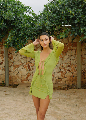 GINA - LIME MESH BEACH COVER UP DRESS