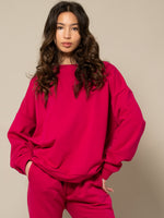 JULIA - RELAXED FIT CREW NECK SWEAT IN FUCHSIA PINK