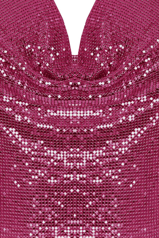 
            
                Load image into Gallery viewer, DINA - CHAINMAIL BACKLESS COWL NECK TOP IN PINK
            
        
