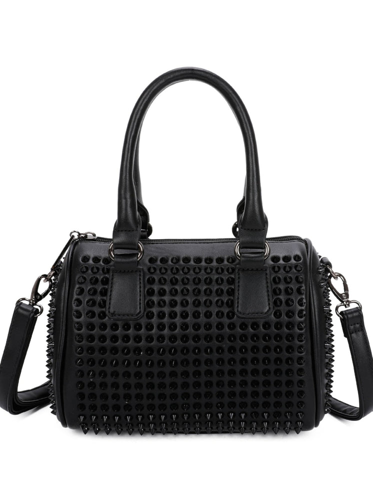 
            
                Load image into Gallery viewer, CHICAGO - BLACK STUDDED MINI SPORT BAG
            
        