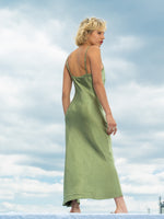 Chelsea - Olive Green Bias Cut Slip Dress