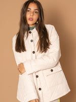 JESSICA - BUTTON UP OVERSIZED QUILTED JACKET IN WHITE