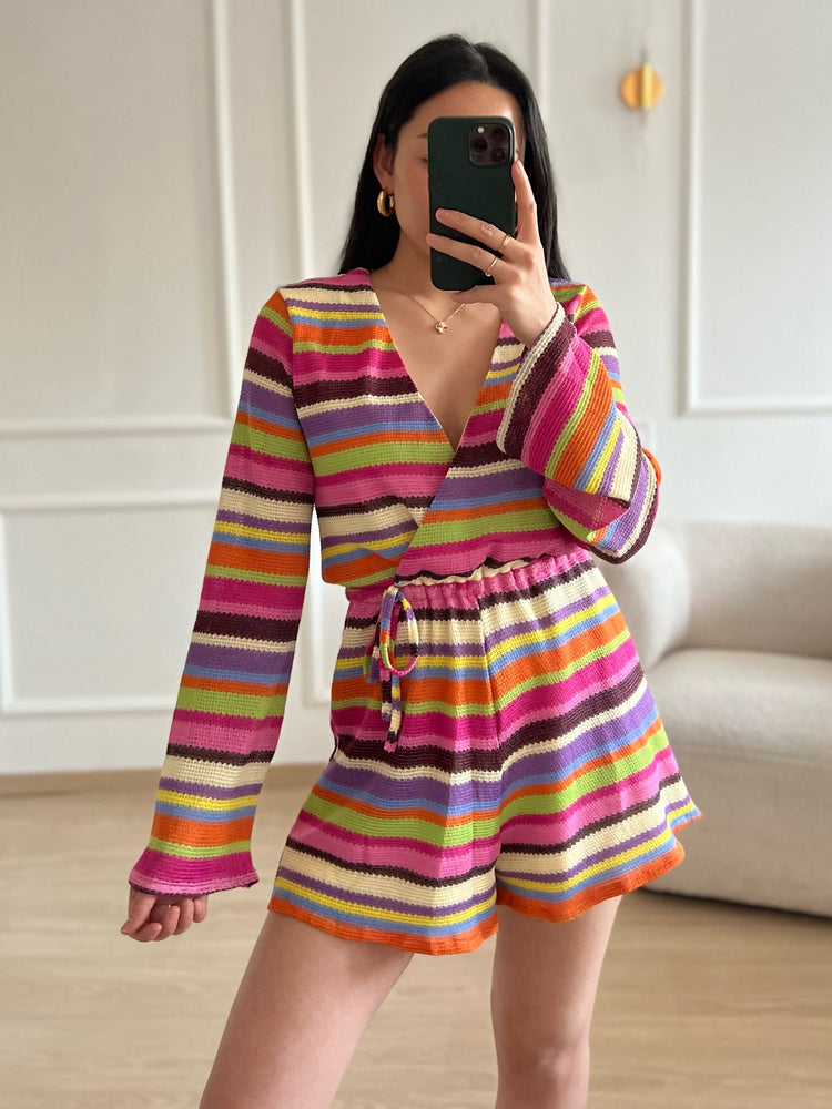 
            
                Load image into Gallery viewer, KATHY - RAINBOW CROCHET PLAYSUIT
            
        