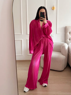 SASKIA - RELAXED FIT PANTS IN FUCHSIA PINK