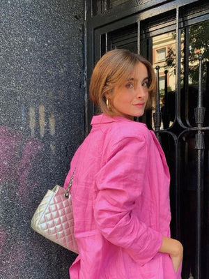Alexa - Fuchsia Pink Oversized Linen Blazer